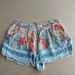 Eloise Floral Print Women Pajama Beach Lounge Shorts Small